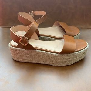 Lulu’s Corsa Tan Espadrille Flatform Sandals Sz 9